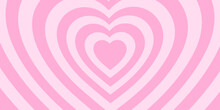 Monochrome Horizontal Background Of Heart Shaped Tunnel. Rainbow Romantic Pattern. Pink Pastel Colors