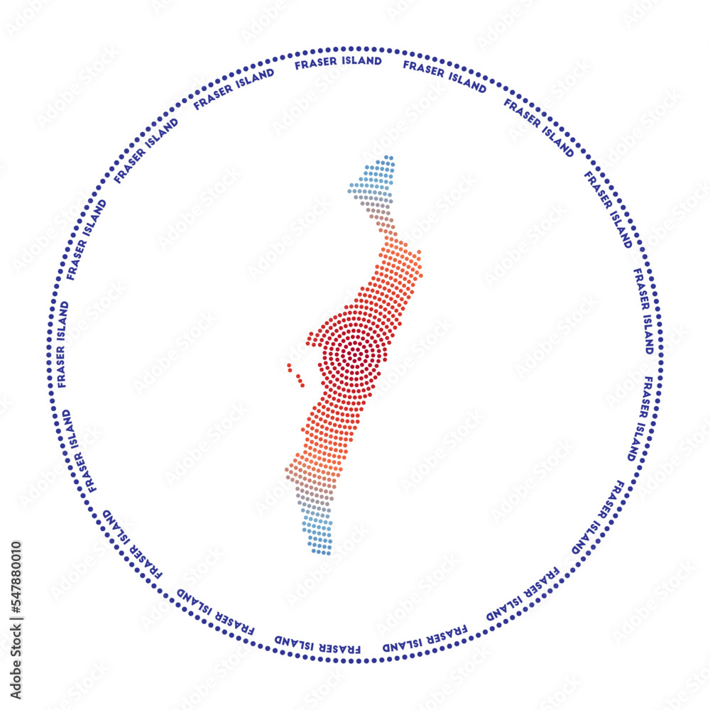 Fraser Island round logo. Digital style shape of Fraser Island in ...