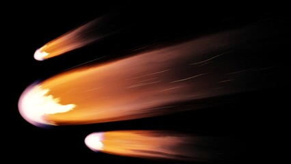 Wall Mural - fall comet from space, fiery tail falling meteorite. entry of an asteroid comet into the earth atmos