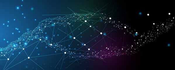 Quantum processing. Deep learning artificial intelligence. Future new technology  for business or science presentation