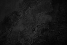 Black White Grunge Texture. Old Cracked Concrete Wall. Dark Abstract Rough Background With Space For Design.