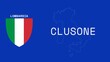 Clusone: Illustration mit dem Ortsnamen der italienischen Stadt Clusone in der Region Lombardia
