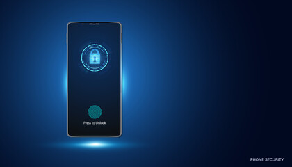 abstract technology futuristic concept phone protection cyber security digital circle and fingerprin