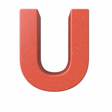 3D Rendering Of A Red Letter U Isolated On A White Background