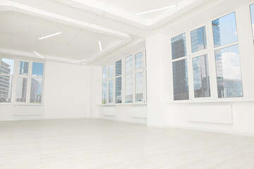 Sticker - Modern office room with white walls and windows. Interior design