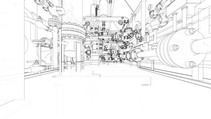 Wall Mural - Sketch of industrial equipment