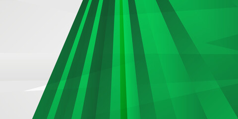 Wall Mural - Green white gradient polygonal surface abstract 3D render. green wave on white background