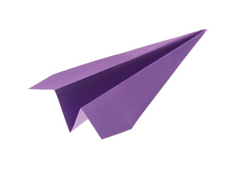 Canvas Print - Handmade purple paper plane isolated on white