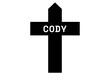 Cody: Illustration eines schwarzen Kreuzes mit dem Vornamen Cody