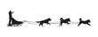 Dog sled silhouette on a white isolated vector background