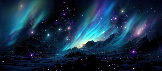 Wall Mural - Fantasy landscape with sandy glaciers and purple crystal. Concept art. fantasy	