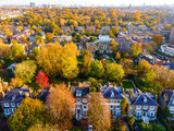 Fototapeta Londyn - Aerial view of West Kensigton in London in autumn, England