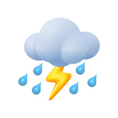 cloud with thunderbolt and heavy rain. isolated weather forecast icon, meteorology. thunder and ligh