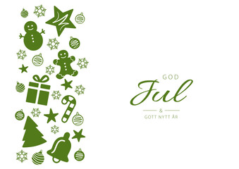 Swedish text God Jul och Gott Nytt År. Merry Christmas and Happy New Year. Vector illustration