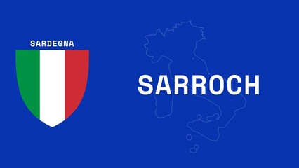 Sarroch: Illustration mit dem Ortsnamen der italienischen Stadt Sarroch in der Region Sardegna