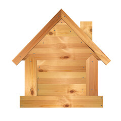 Wooden house isolated. Home made of boards, nailed. Wood and nail, craft art. png