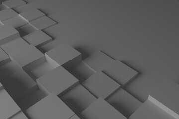 Wall Mural - abstract grey business background with squares and cubes, neutral image with shadow for technology i