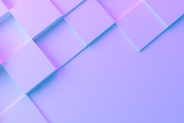 Wall Mural - color business background with squares and cubes, purple and blue image with shadow for technology, 