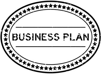 Canvas Print - Grunge black business plan word oval rubber seal stamp on white background