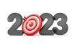 © Ranilson - Number 2023 with target in 3d render illustration