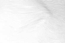 Gray White Abstract Background With Wavy Lines. Minimalist Flowing Paths, Line Pattern. Digital Future Technology, Network, Science, Or Medical Design Concept. Vector Illustration