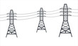 © Mouse family - High voltage power lines on white background. Vector illustration