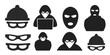 Thief with cap icon. Criminal, robber icon