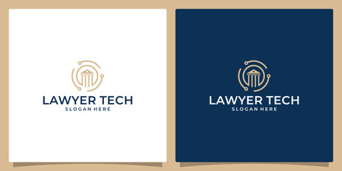 Law building logo design template with technology logo graphic design vector illustration. Symbol, icon, creative.