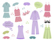 Sleepwear for women, nightwear for females, fashionable collection Pajamas set. Vector in flat style