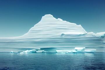 Wall Mural - big iceberg somewhere in the polar regions in the dark blue ocean on a sunny, blue skied day, genera