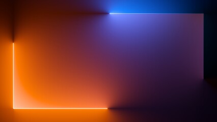 3d render, abstract colorful neon background with red blue gradient. simple geometric shape, blank r