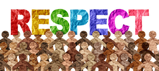 Wall Mural - People respect and respecting diversity in society and appreciation for international diverse workplace and tolerance of culture or inclusion and integration and pride as a multi cultural group