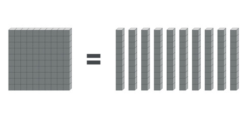 Wall Mural - Ten rod blocks equal one flat block. Flat is made of ten rods. Vector illustration.