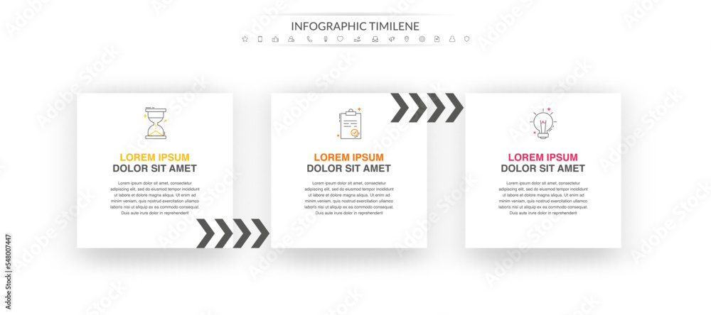 Modern simple infographic with 3 rectangles. 3D concept graphic process ...