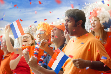 Wall Mural - Netherlands football team supporter on stadium.