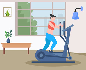 Canvas Print - A flat illustration of exercise, girl with exercise pose
