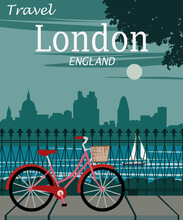 Travel Vintage London Poster For England Holiday Manifest Sign
