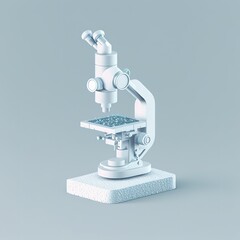 Leinwandbilder - Microscope for laboratory research Isolated on white background. Cartoon mimal soft style. 3d illustration