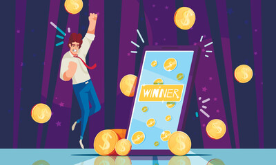 Wall Mural - Lottery Winner Cartoon