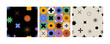 © oxygen_8 - Vector set of seamless patterns with different geometric shapes and elements. Brutalist design icons and signs. Basic forms