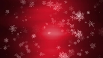 Wall Mural - beautiful shine red colored blurred christmas background with looped snowflakes falling down. copy s