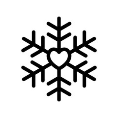 Snowflake with heart outline icon. Vector graphics