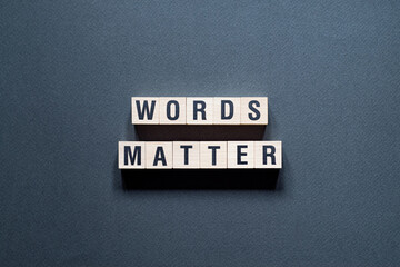 words matter - word concept on cubes