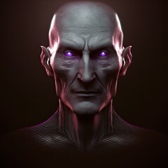 Wall Mural - Portrait of  dark evil supervillain character. Isolated on black background.