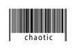 Barcode on white background with inscription chaotic below