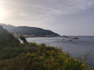 Sticker - Beautiful scenery of a coastal city near the sea