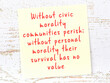 Wise quote on sticky note on wooden wall