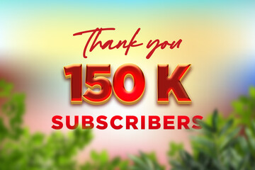 150 K subscribers celebration greeting banner with Fruity Design