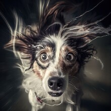  A Dog With A Wet Fur On Its Head And A Frizzy Hair On Its Head Generative AI