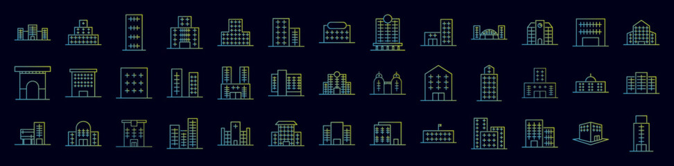 Building nolan icons collection vector illustration design